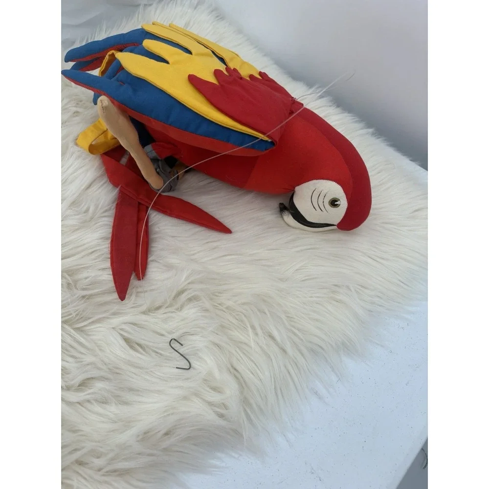 Vtg Handmade‎ PARROT Plush Multicolor Fabric Garden Decor Large Colombia 29